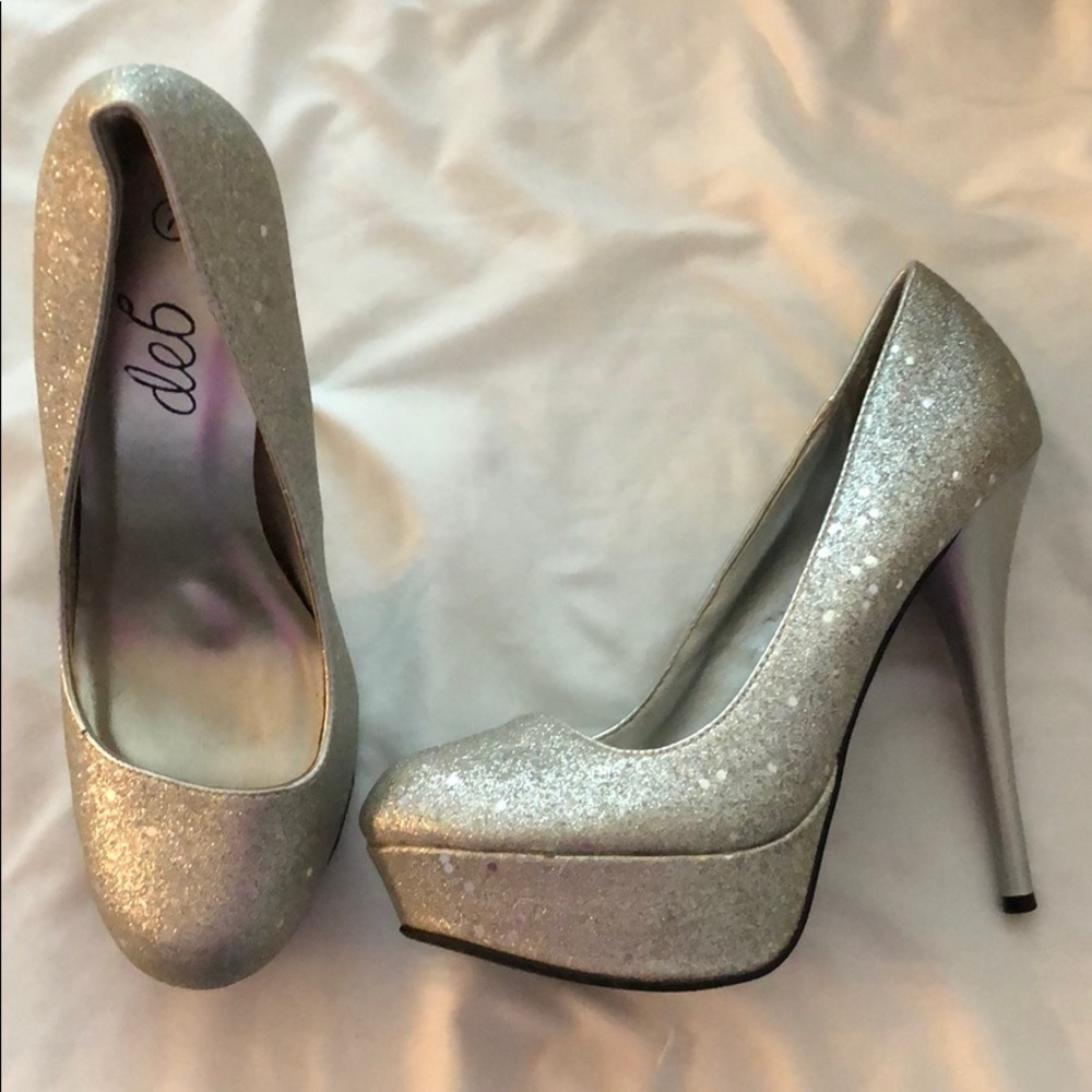 Silver sparkly heels